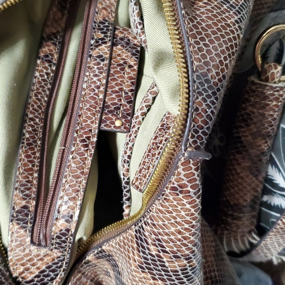 Gili python print leather large slouch shoulder b… - image 14